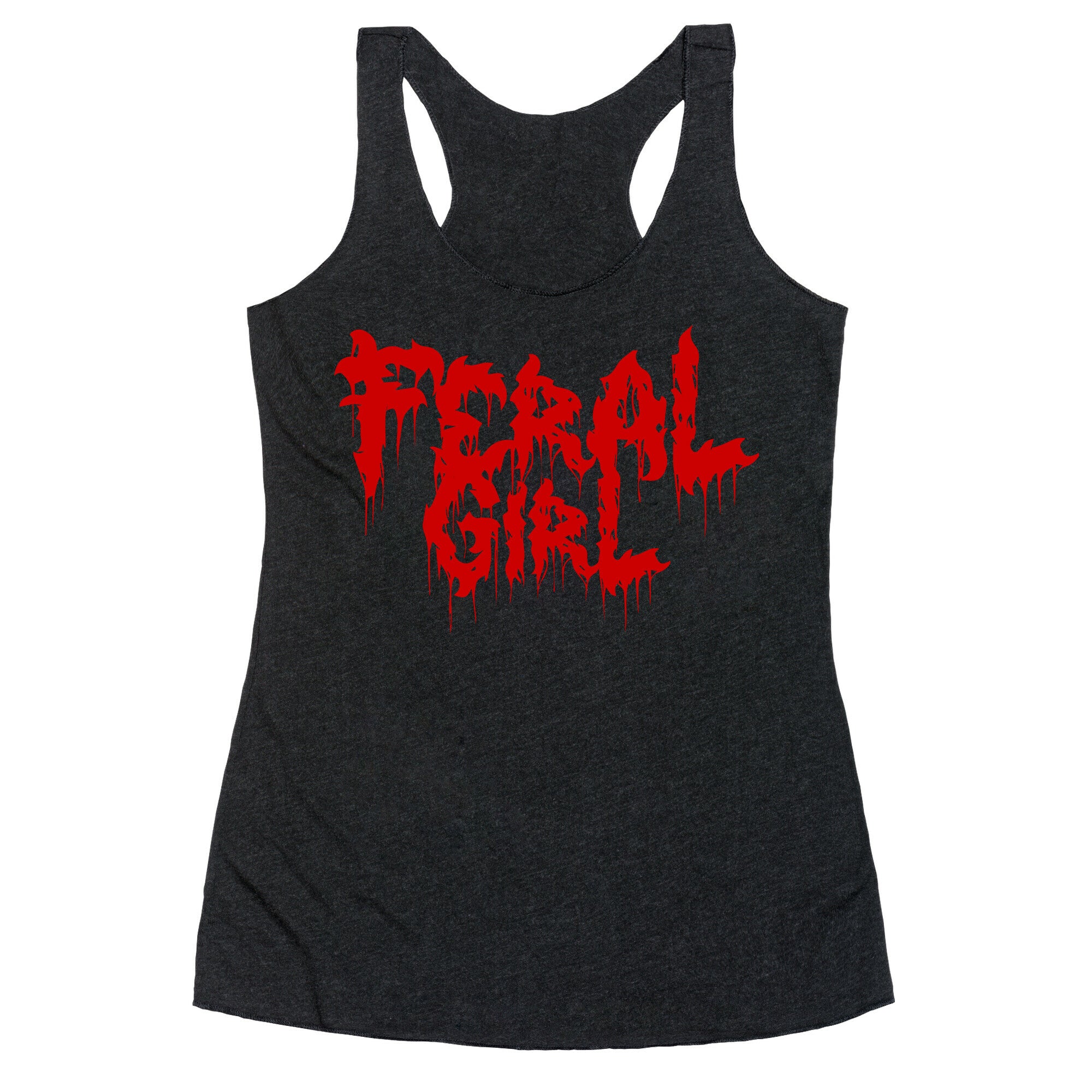 Feral Girl Metal Band Parody Racerback Tank